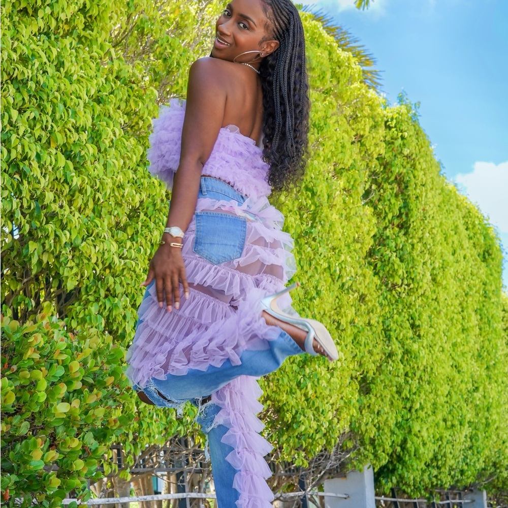 Lavender Ruffle Statement Jeans - image 1